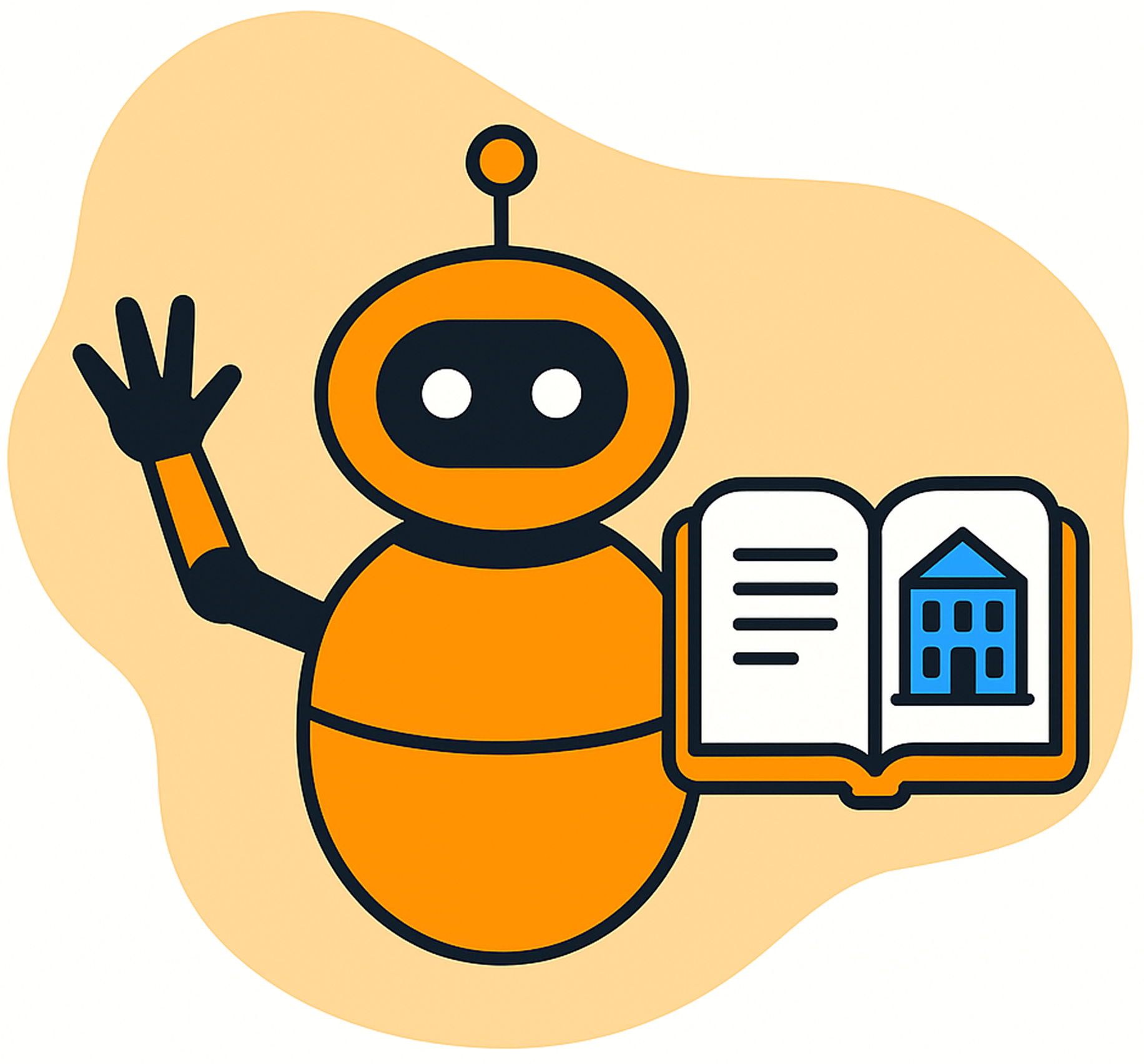 Illustration of robot holding a book